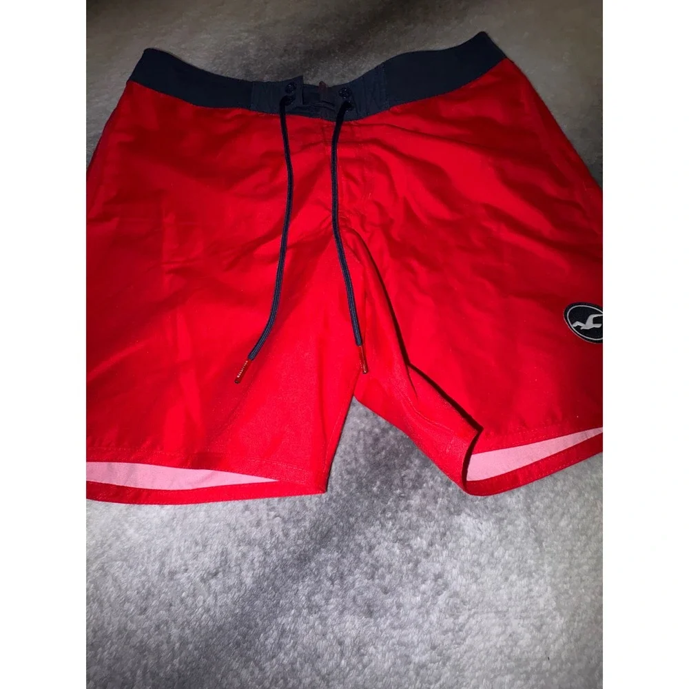 (A2) Hollister Classic Fit Board Shorts Mens 32 Red Navy Swim Trunks NWT